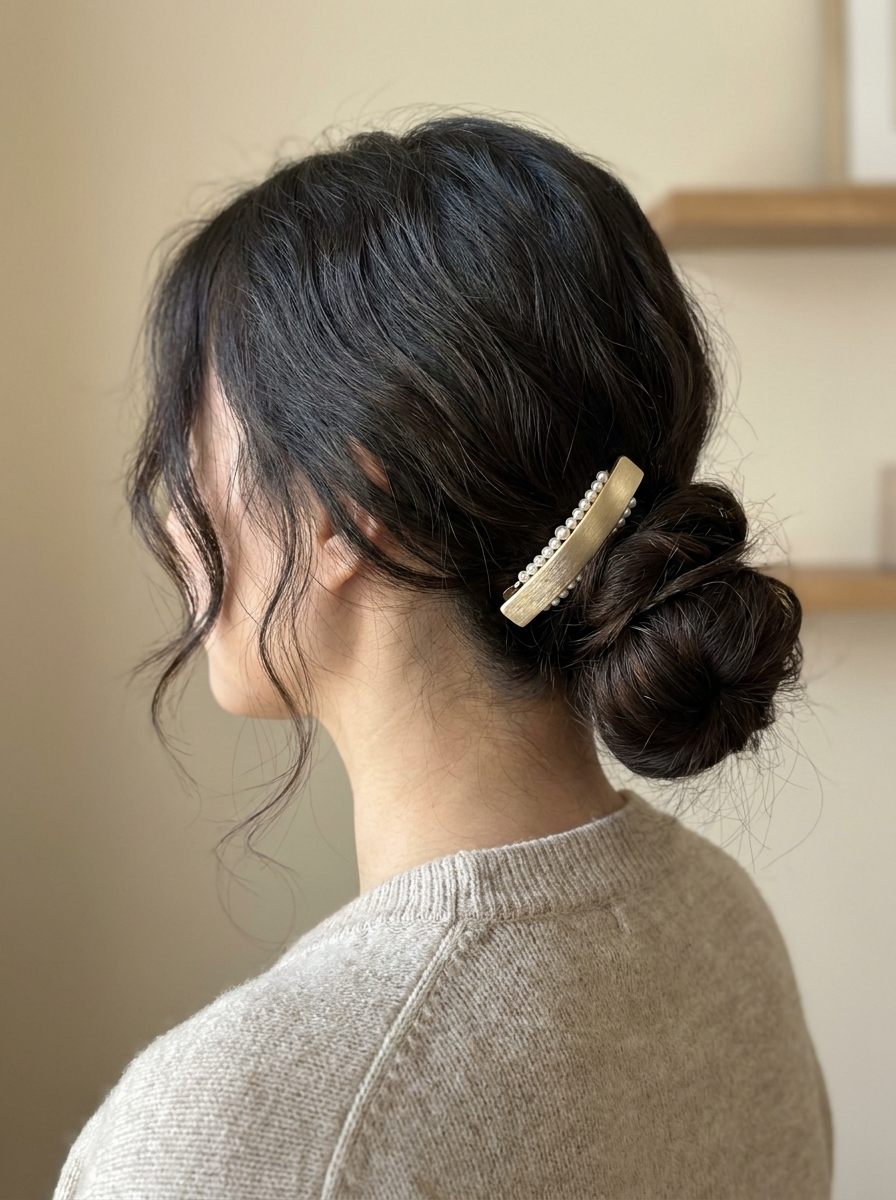 Low Bun mit Haarspange - haarspangen
